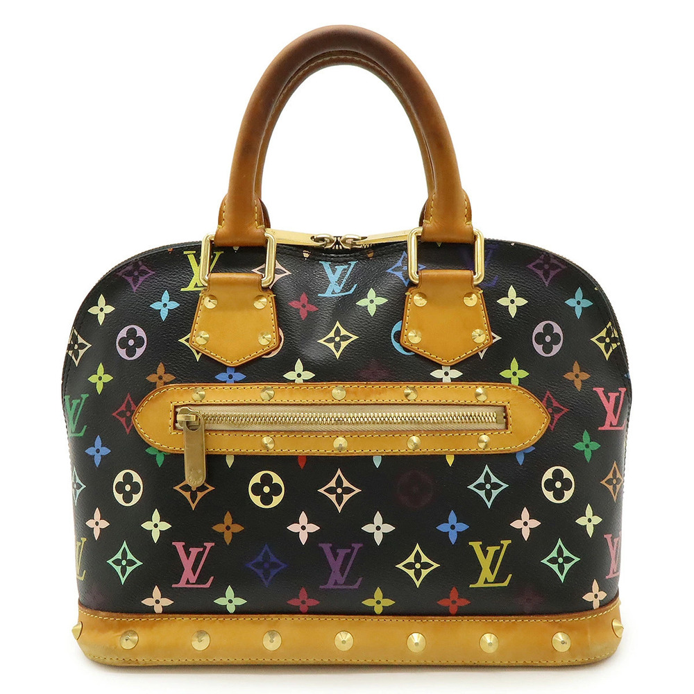 LOUIS VUITTON Monogram Multicolor Alma Handbag Studs Noir Black